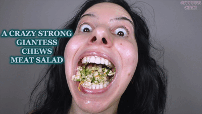 33526 - A CRAZY STRONG GIANTESS CHEWS MEAT SALAD (Video request)